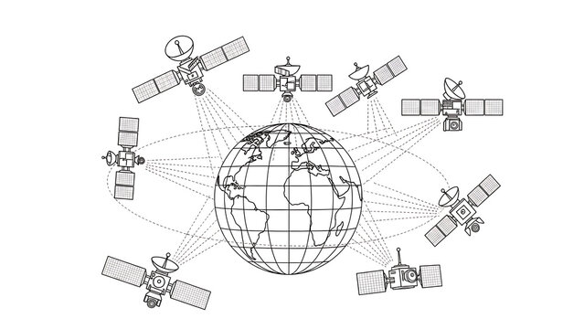 Global Satellite Network with Earth at Center