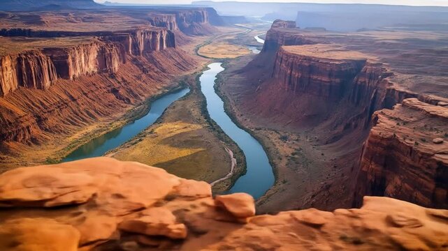 River meander through canyon landscape