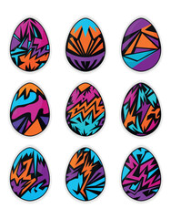 Neon abstract Easter eggs collection