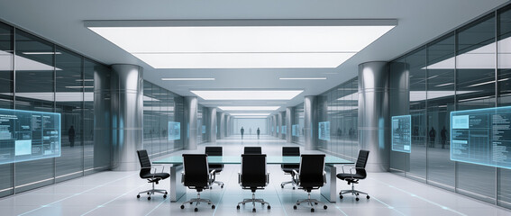 Modern conference room showcasing sleek design and technology