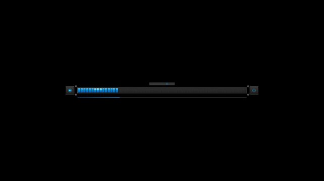 Classic Style Segmented Progress Bar Blue Gradient Black Background 4K Seamless Loop