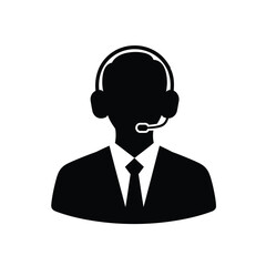 Customer service representative wearing headset in professional attire
