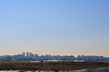 Fototapeta premium A distant view of the city