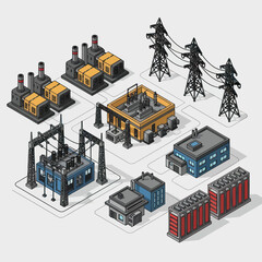 Naklejka premium Industrial Power Plant Facilities and Equipment.