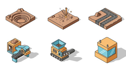 Isometric 3D Industrial Machines and Equipment.