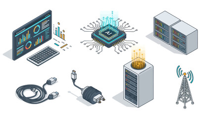Computer Hardware and Networking Components Display.