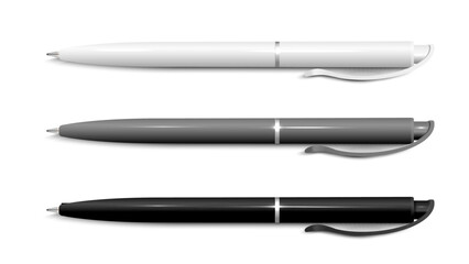 White,black,grey 3D realistic pen set