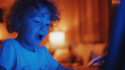 Medium shot showing a child reacting to an AIgenerated alert for upcoming school events highlighting automated event management