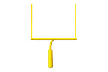 American football goal post showing yellow uprights, crossbar, and padded base, a detailed 3d vector rendering on transparent background