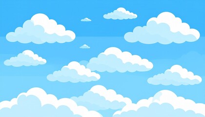 Cartoon Blue Sky and Clouds