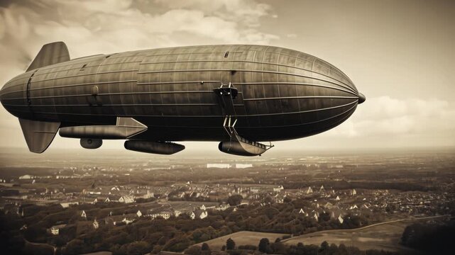 Old airship descending during public landing event