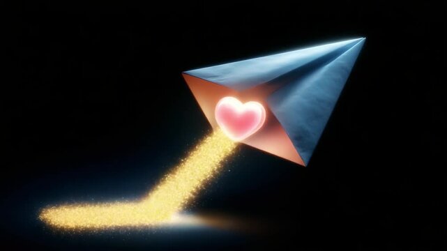 A Magical Paper Plane Transmitting a Heart of Love and Sparkles, Capturing the Spirit of Affection, Joy, and Creativity in a Surreal Visual Experience