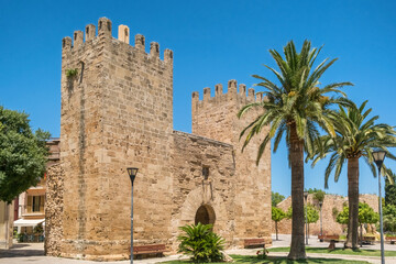 Porta del Moll historic gate in Alcudia old town Mallorca