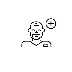 Fototapeta premium Surgeon doctor and plus. New medical appointment. Healthcare access. Pixel perfect, editable stroke vector icon