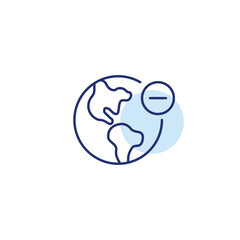 Obraz premium Earth and minus. Location removed, nature impact removed. Pixel perfect, editable stroke vector icon