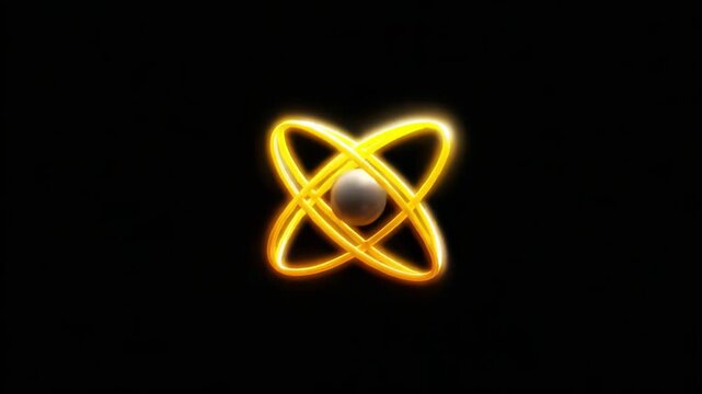 Exploring the Concepts of Atomic Structure and Energy: An Artistic Representation of an Atom with Electron Orbits Radiating Light and Energy in a Dark Background