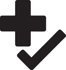 Obraz premium Medical Approval Check Icon in Solid Black Style