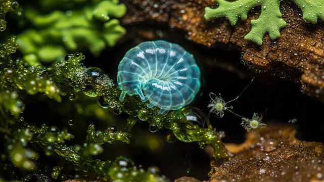 Secret Life of the Glowing Blue Micro Bug Deep Under the Moss