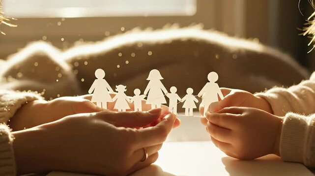 Family Love Protection Concept Stock Video Footage Happy Parenting Children Support Care Kinship Unity Bonding Relationships Warmth Hope Future Generations