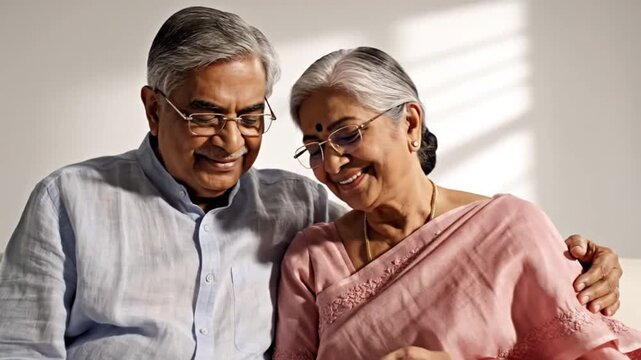 Elderly Indian Couple Smiling Together, Close Up Portrait, Love, Companionship, Old Age