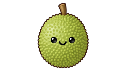 Smiling durian fruit isolated on transparent background