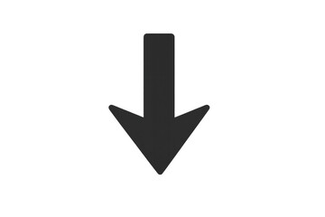 Downward arrow symbol indicating direction, download, south, pointing, navigation, or progress, transparent background