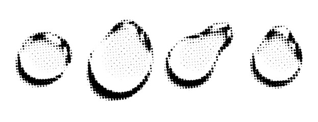 Water Drop Dotted Halftone Effect Vector Illustration Set