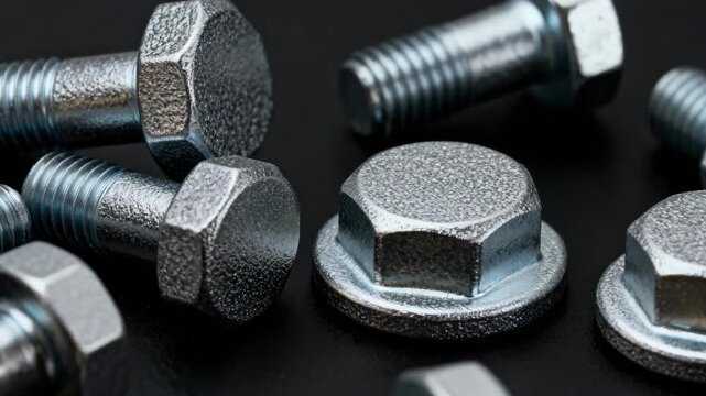 Closeup of corrosionresistant fasteners showcasing durable coatings designed for extreme environmental conditions and longlasting performance.