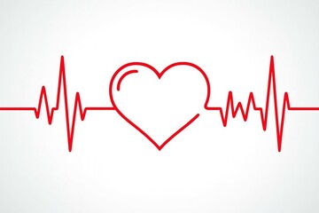 Heart rate monitor with heart symbol on white background