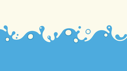 A simple illustration of flowing blue liquid with bubbly shapes on a pale background.