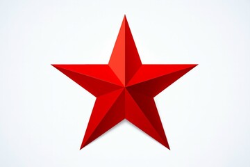 Red five pointed star icon on white background