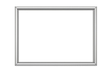 Obraz premium Rectangular silver metallic frame providing space for images, text, or content with a transparent background