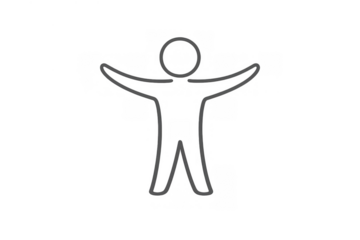 Human stick figure icon with open arms, symbolizing welcome, inclusion, and universal accessibility