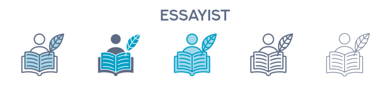 Essayist Element For Design Graphic - Multi Styles. Vector Illustration Of Two Colored And Black. Multiple Icons Designs Can Be Used For Mobile, Ui, Web 