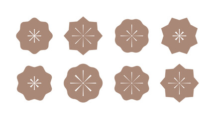 Geometric ornamental frame icon set with symmetrical flower shapes