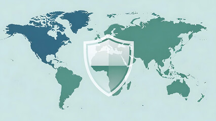 World Map Shield Overlay Symbolizing Global Cybersecurity