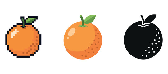 Pixelated, vector, and silhouette oranges: a study in digital art styles