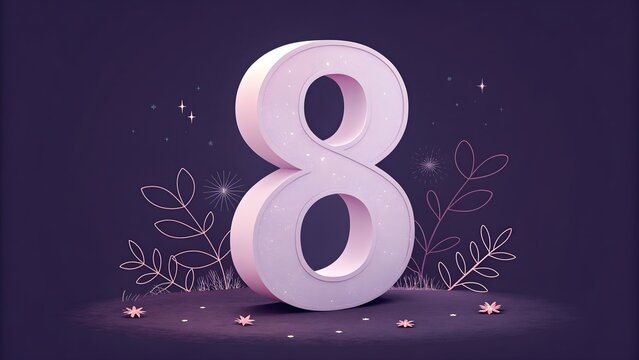 Delicate pastel number eight with floral accents creates a whimsical and celebratory atmosphere for birthdays and special occasions. For March 8th, International Women’s Day. - Powered by Adobe