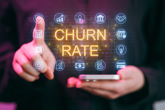 Focus on churn rate analysis through digital dashboard with user interaction in modern office setting - Powered by Adobe