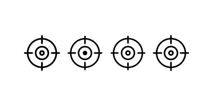 Four reticles aiming targets targets circles symbol crosshairs aim focus graphic