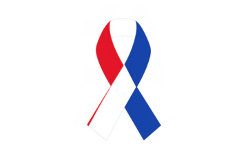 Awareness ribbon in french flag colors symbolizing patriotism, support, and solidarity for national causes on transparent background