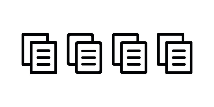 Multiple document file stack outline icon set for business office and digital paper storage