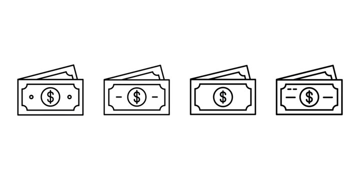 Money bill icon vector isolated on white background flat cartoon design of currency note