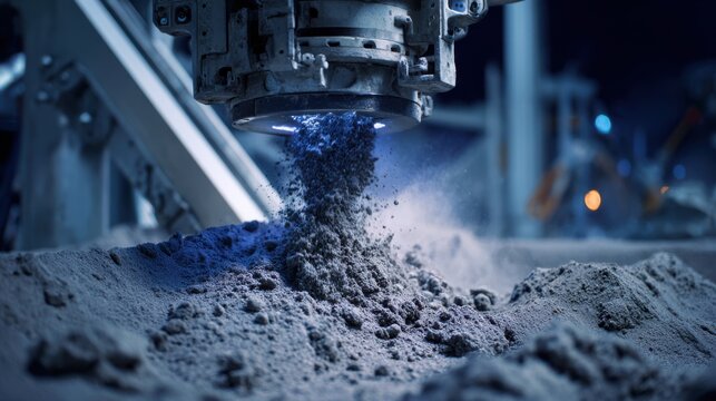 Medium shot capturing robotic machinery sorting and refining raw moon soil inside a cuttingedge lunar regolith processing plant.