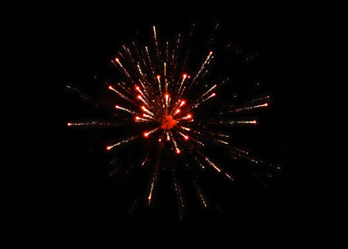 Colorful Fireworks Explosion in Night Sky