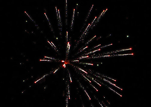 Colorful Fireworks Explosion in Night Sky