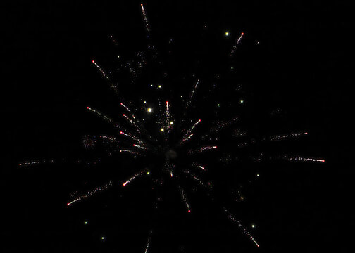 Colorful Fireworks Explosion in Night Sky