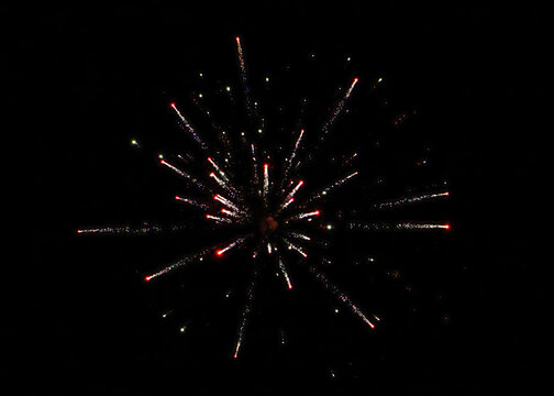 Colorful Fireworks Explosion in Night Sky