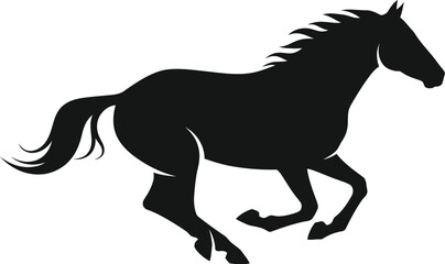 Obraz premium Galloping horse silhouette, equine animal running with power and speed