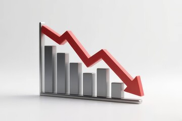 declining market graph, economic pressure concept, isolated on white background
